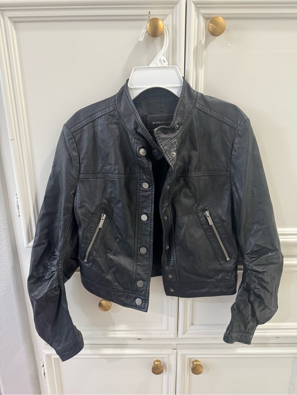 BCBGMAXAZRIA Black Leather Moto Jacket